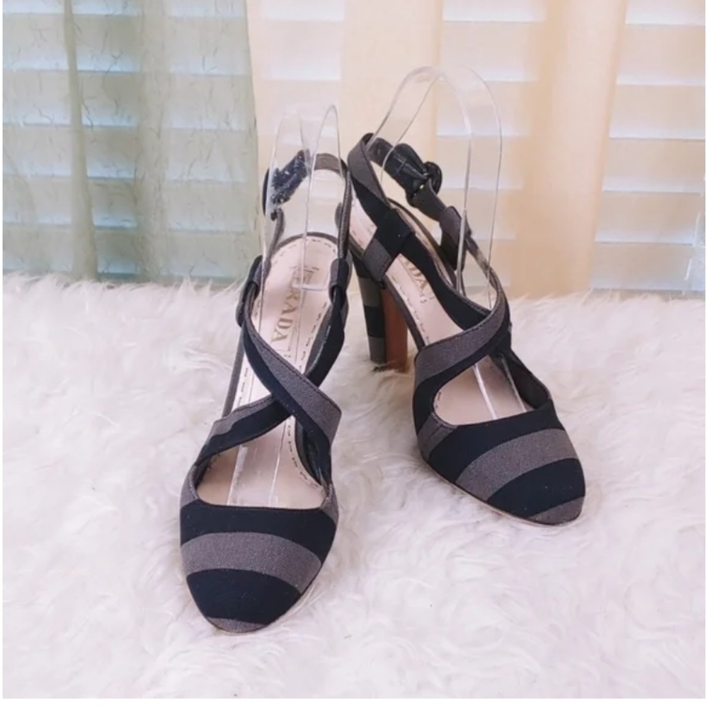 PRADA Striped Heel Pump